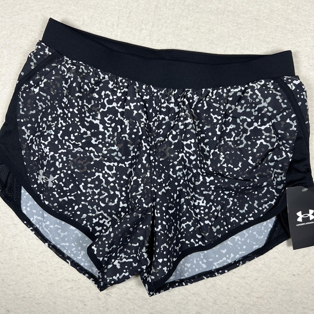 Under Armour Fly By 2.0 Printed‎ Shorts Womens Small Black Running Training